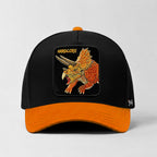 Triceratops "Hardcore" Snapback Hat (Black/Orange)