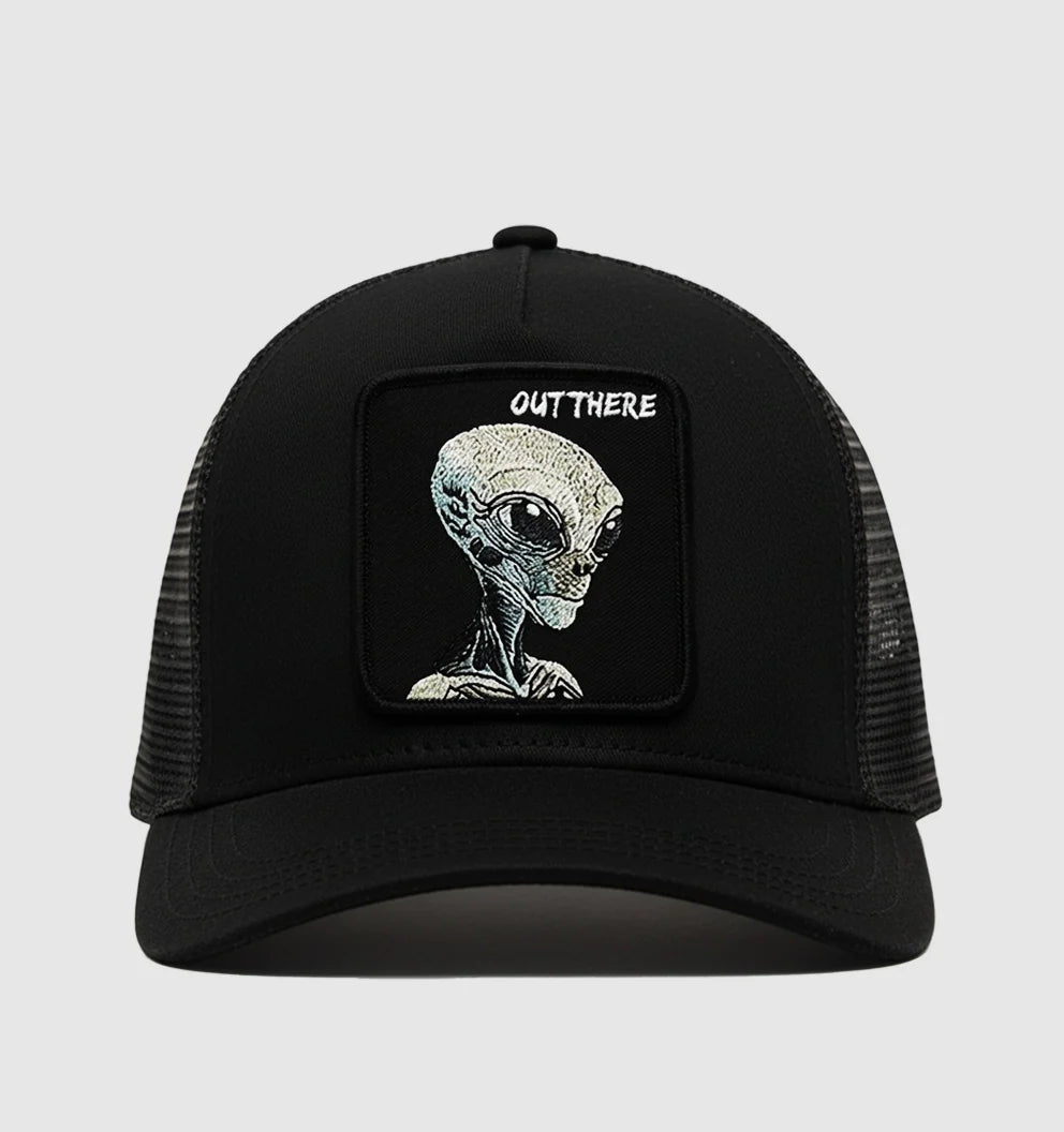 Alien Gray "Out There" Trucker Hat (Black)