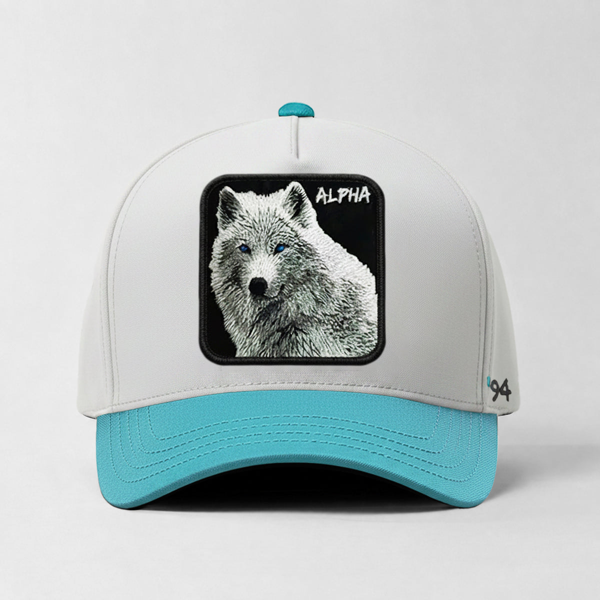 White Wolf "Alpha" Snapback Hat (White/Ice Blue)