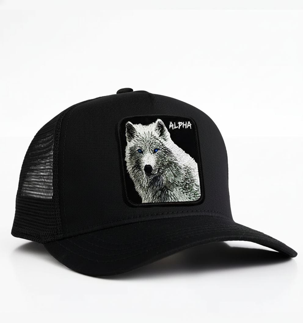 White Wolf - "Alpha" Trucker Hat (Black)