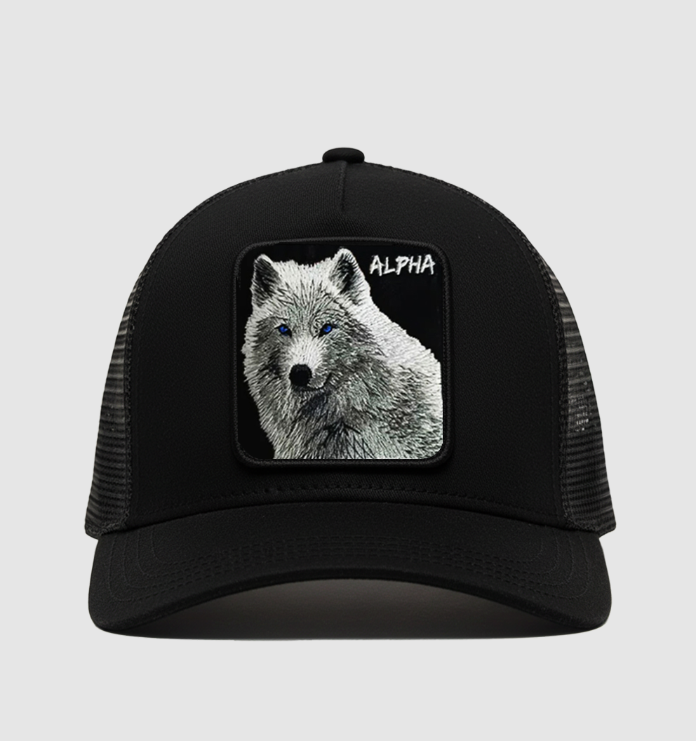 White Wolf - "Alpha" Trucker Hat (Black)