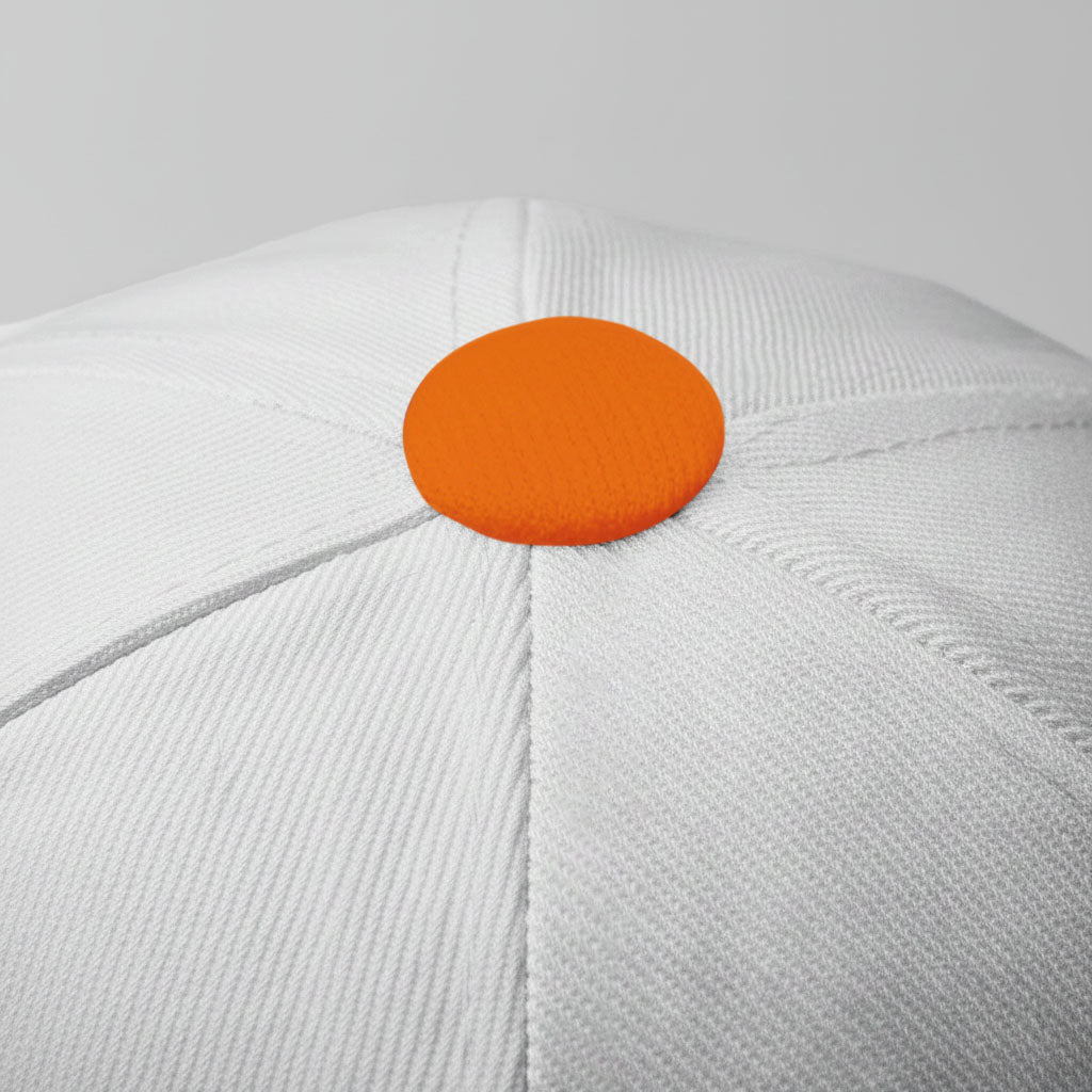 Triceratops "Hardcore" Snapback Hat (White/Orange)
