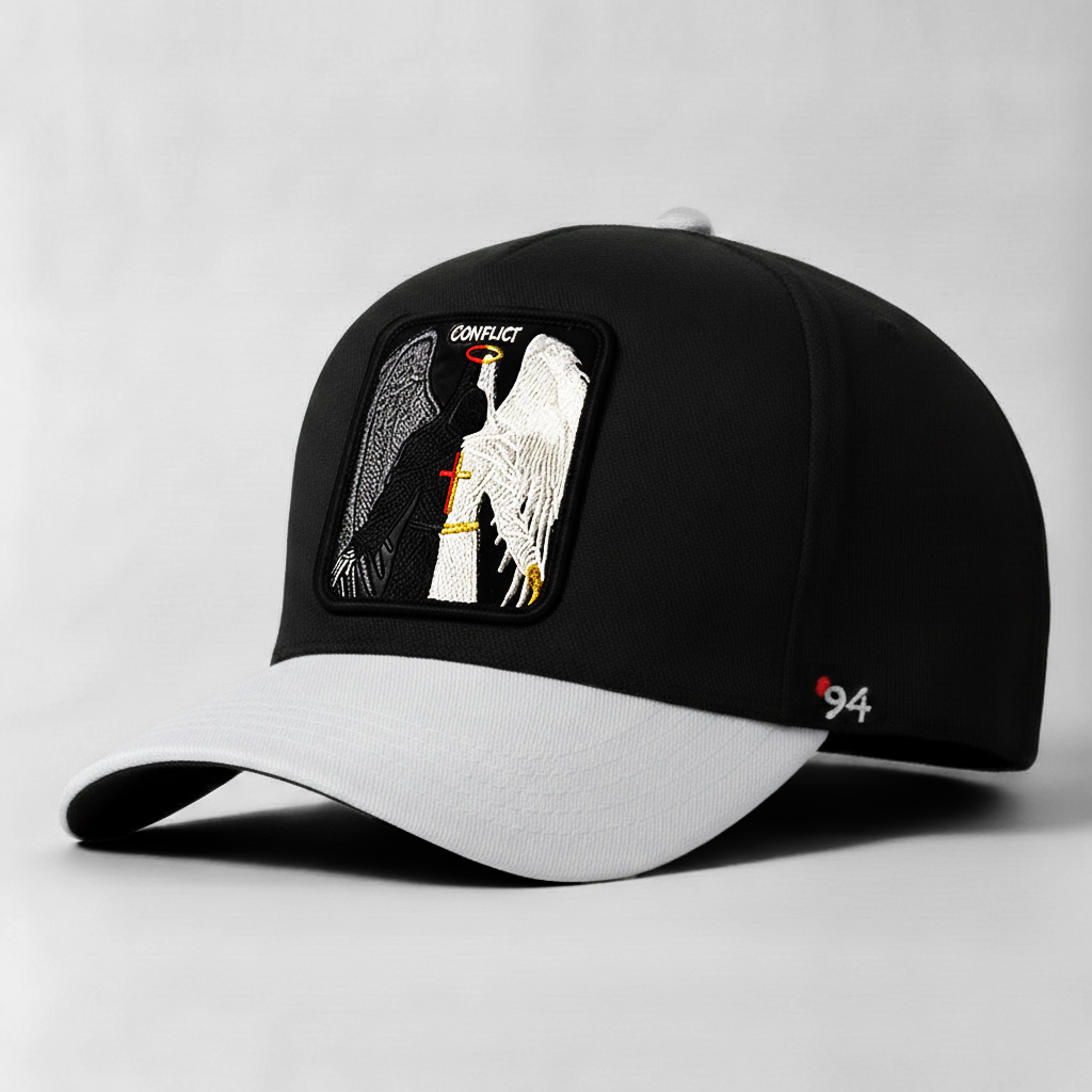 Conflicted Angel "Conflict" Snapback Hat (Black/White)