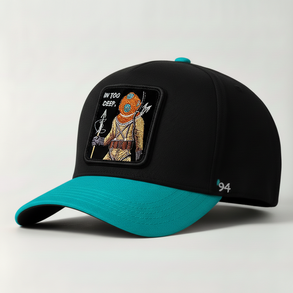 Deep Sea Diver "In Too Deep" Snapback Hat (Black/Turquoise)