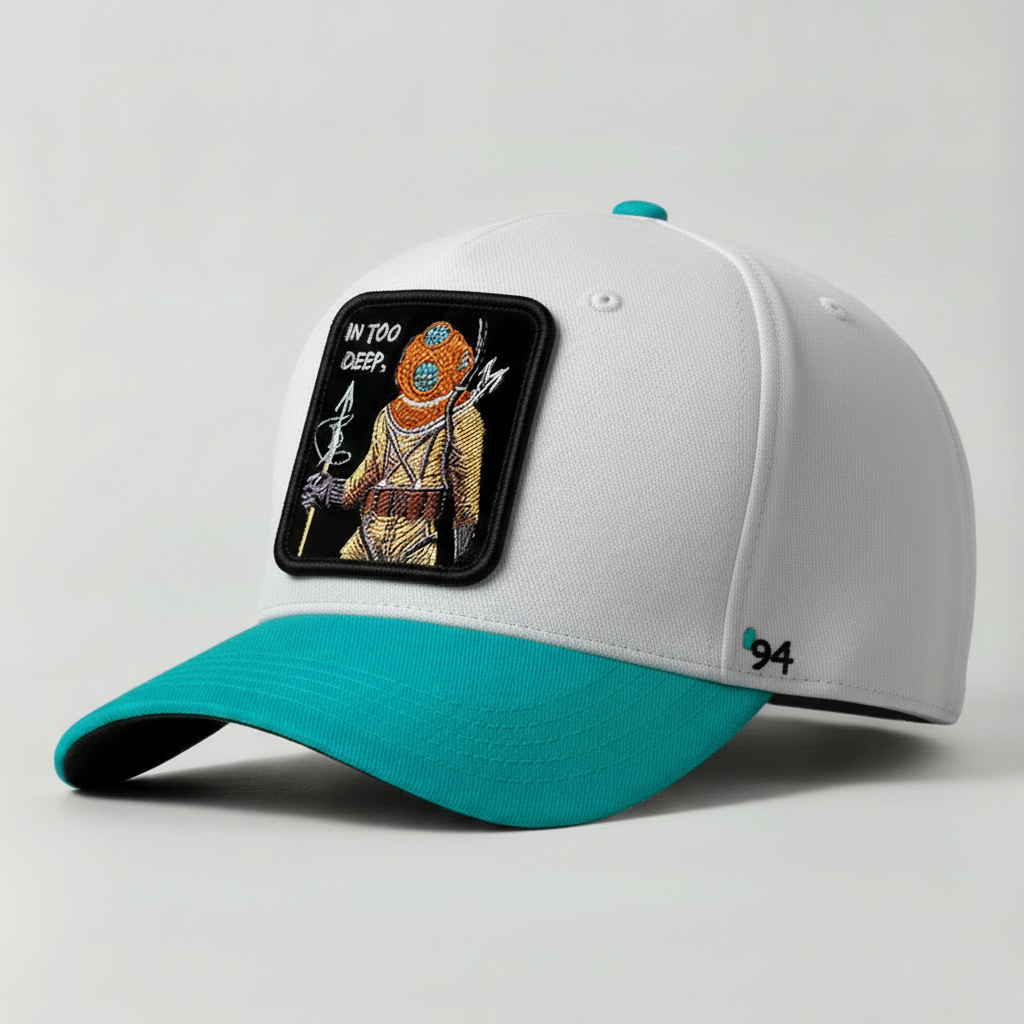 Deep Sea Diver "In Too Deep" Snapback Hat (White/Turquoise)