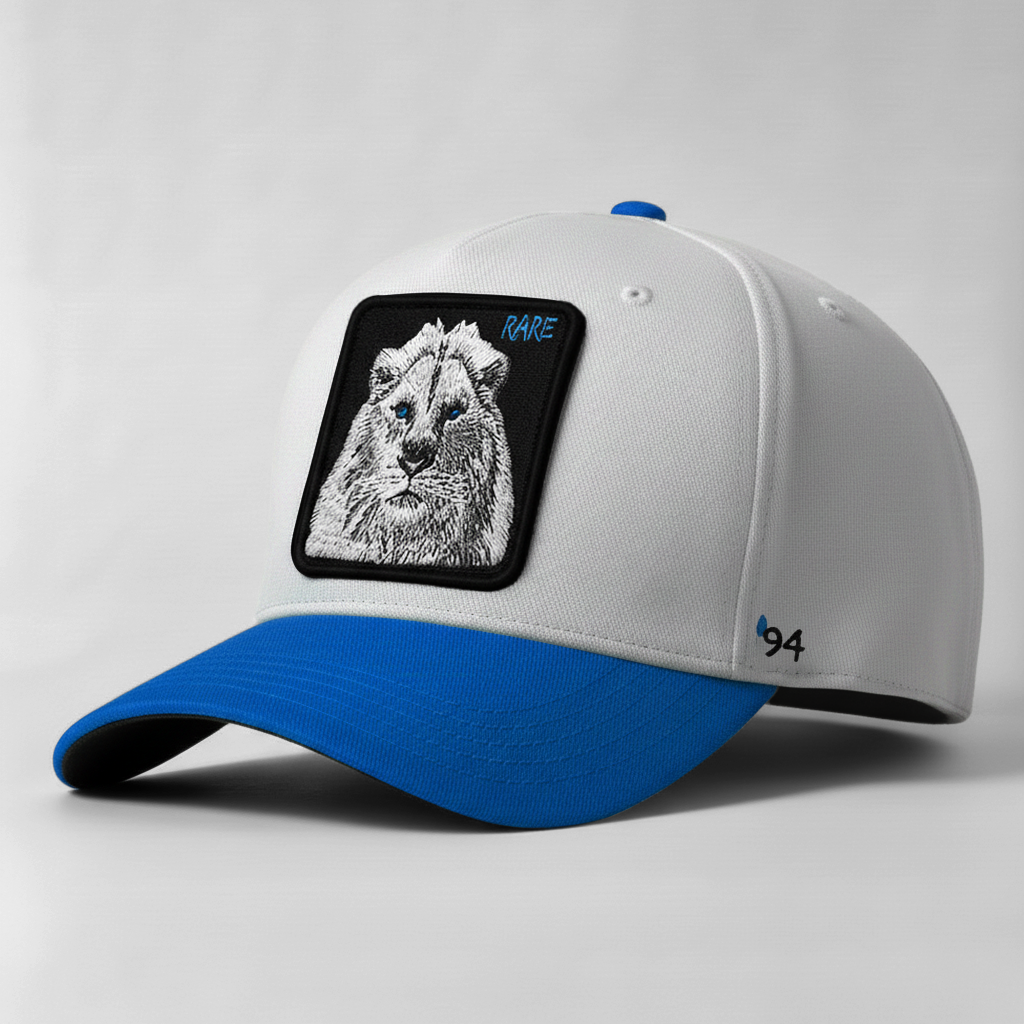 White Lion "Rare" Snapback Hat (White/Blue)