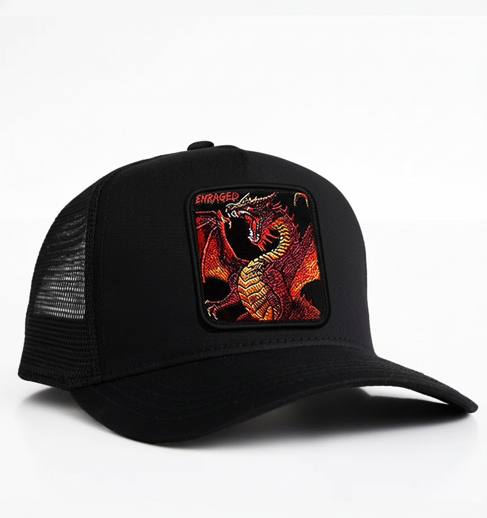 Fire Dragon " Enraged" Trucker Hat (Black)