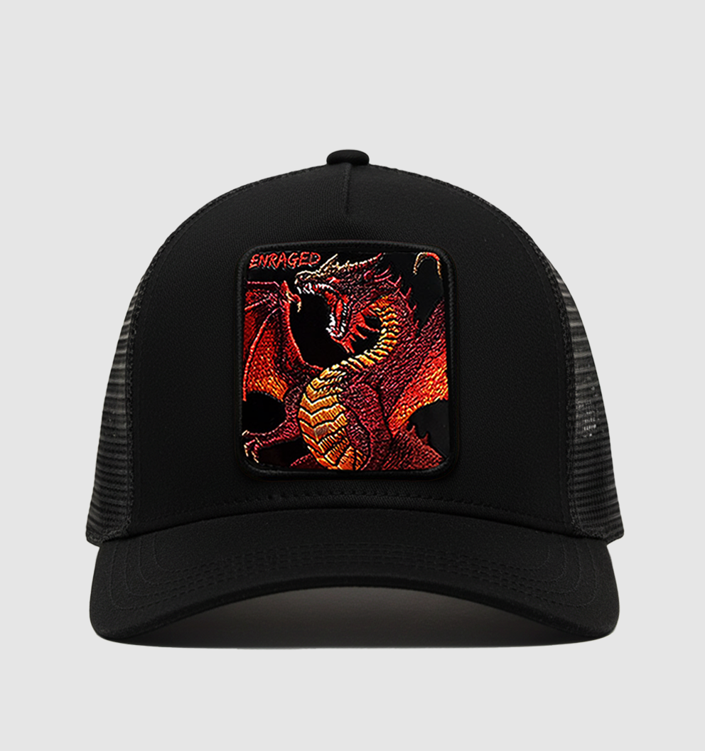 Fire Dragon " Enraged" Trucker Hat (Black)