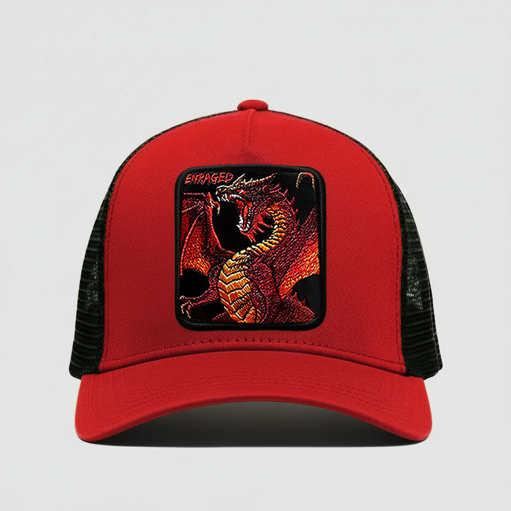 Fire Dragon " Enraged" Trucker Hat (Red)