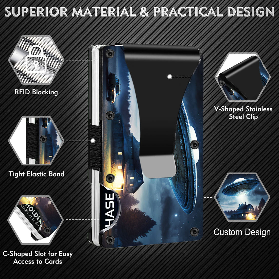 Alien Flying Saucer - Graphic Minimalist Wallet