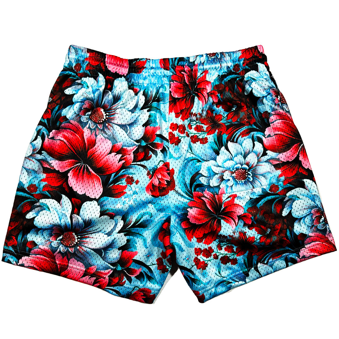 Neon Floral Print  - Essential Mesh short