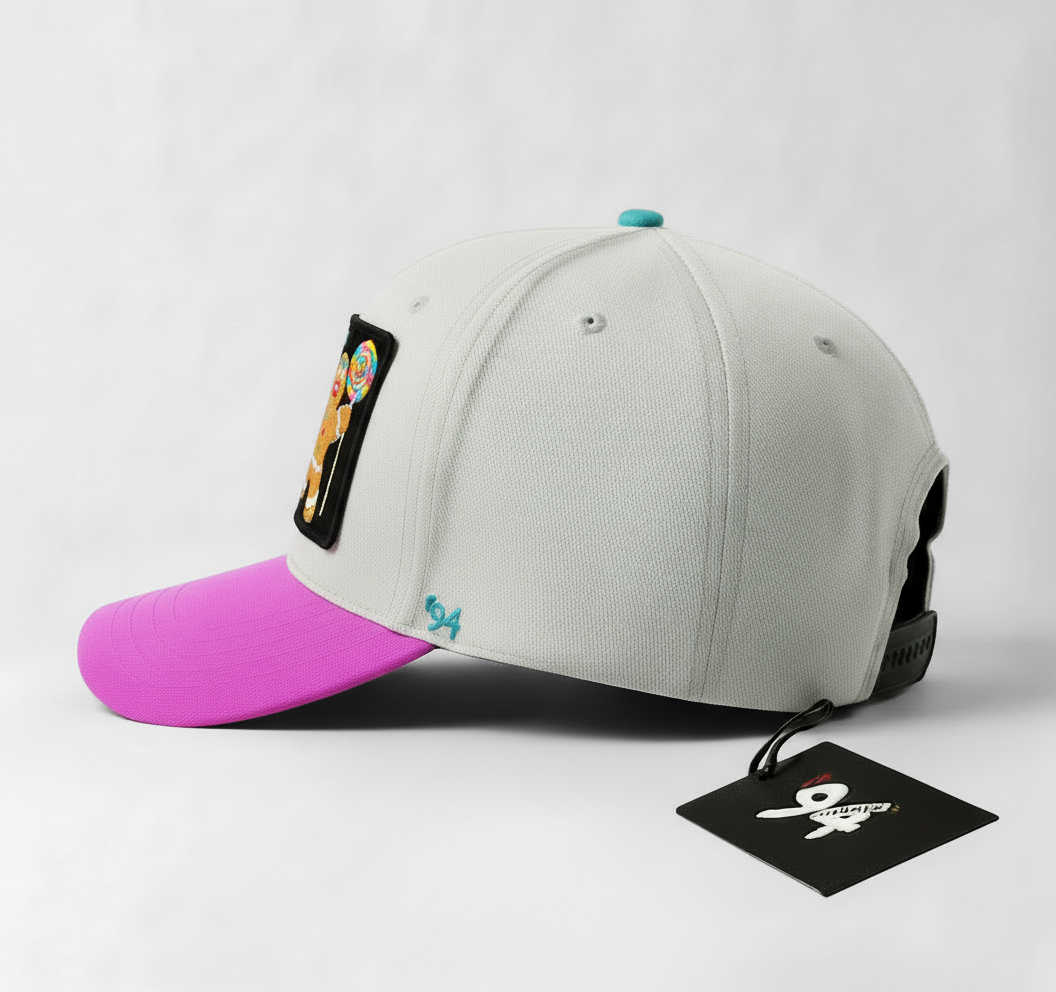 Gingerbread Man "SWEET" Snapback Hat (White/Pink)