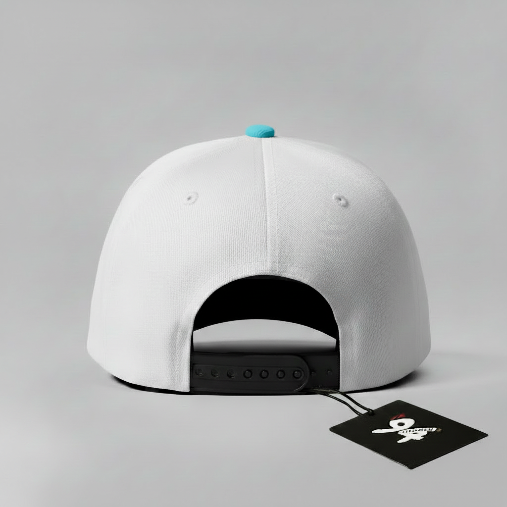 White Wolf "Alpha" Snapback Hat (White/Ice Blue)