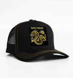Oriental Dragon - "GOOD FORTUNE" Trucker Hat (Black/Gold)