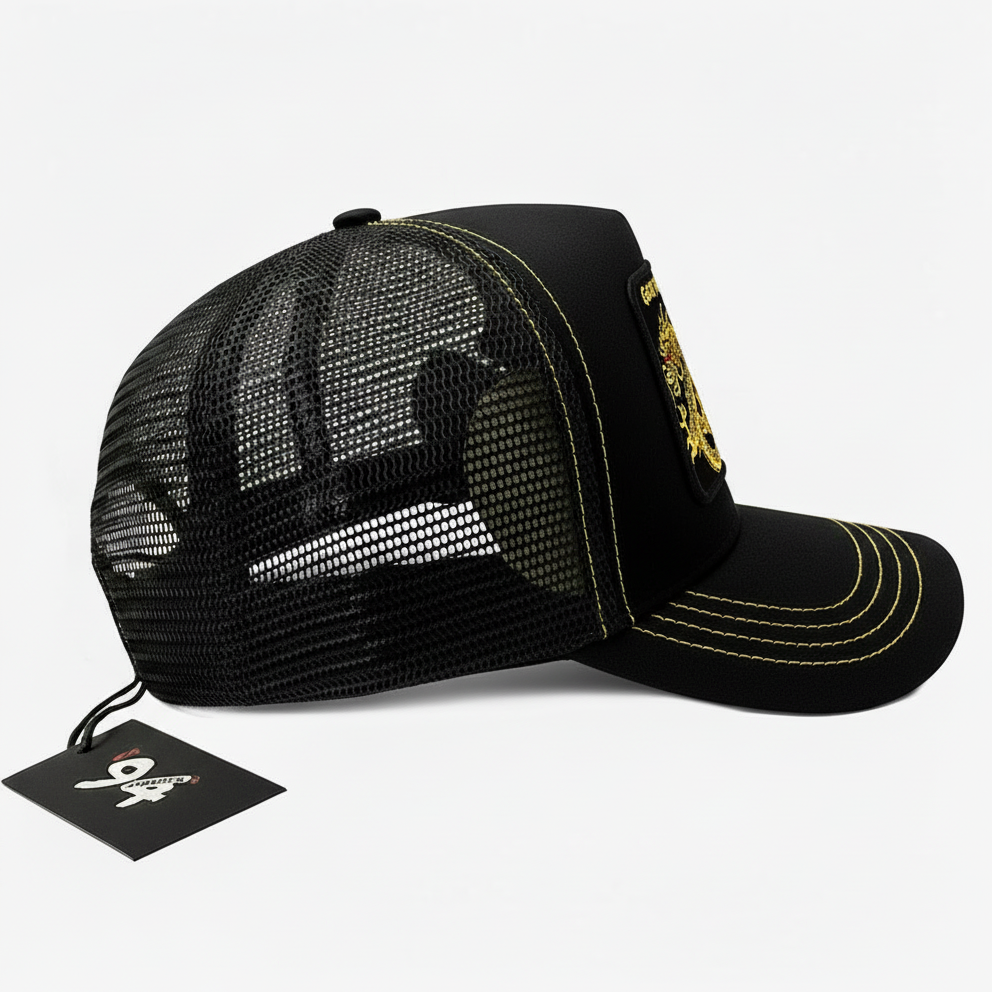 Oriental Dragon - "GOOD FORTUNE" Trucker Hat (Black/Gold)