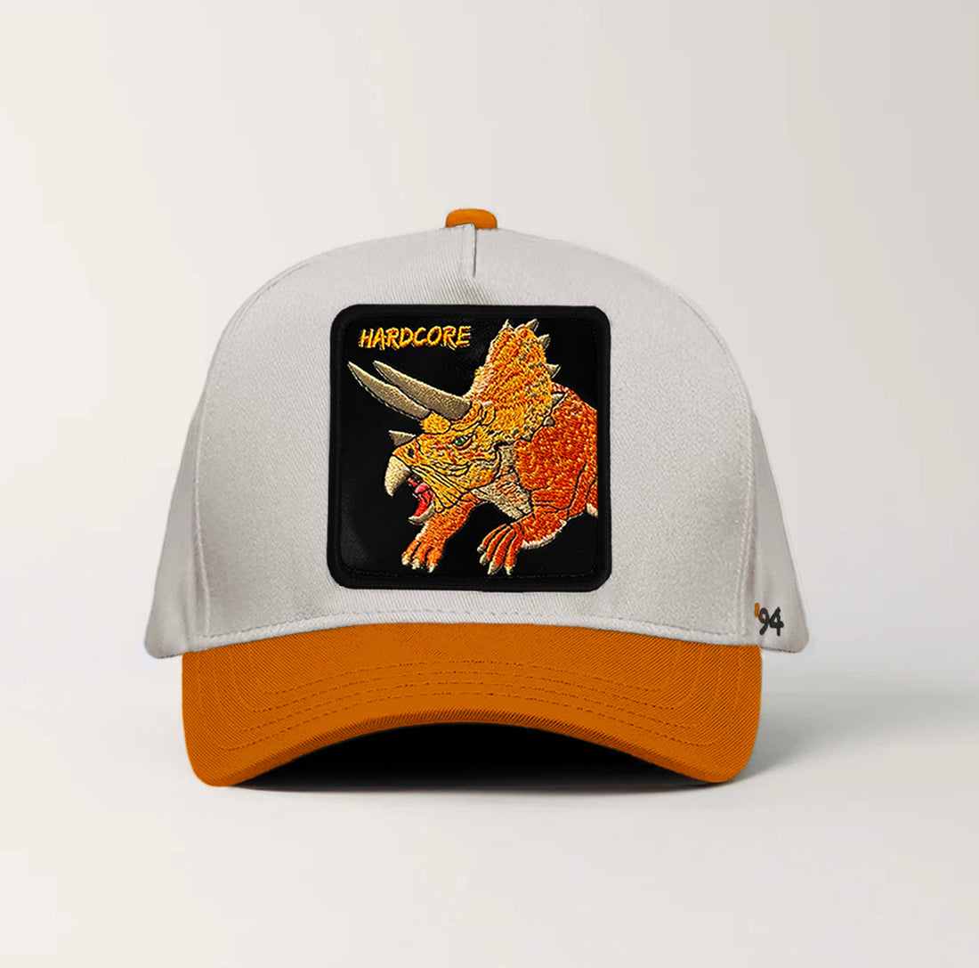 Triceratops "Hardcore" Snapback White/Orange