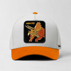 Triceratops "Hardcore" Snapback Hat (White/Orange)
