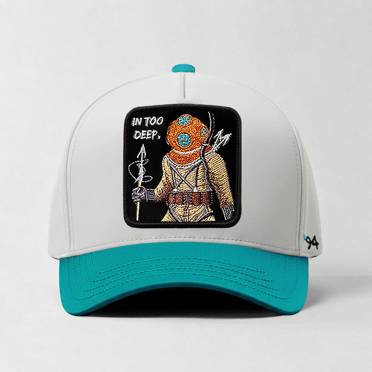 Deep Sea Diver "In Too Deep" Snapback Hat (White/Turquoise)
