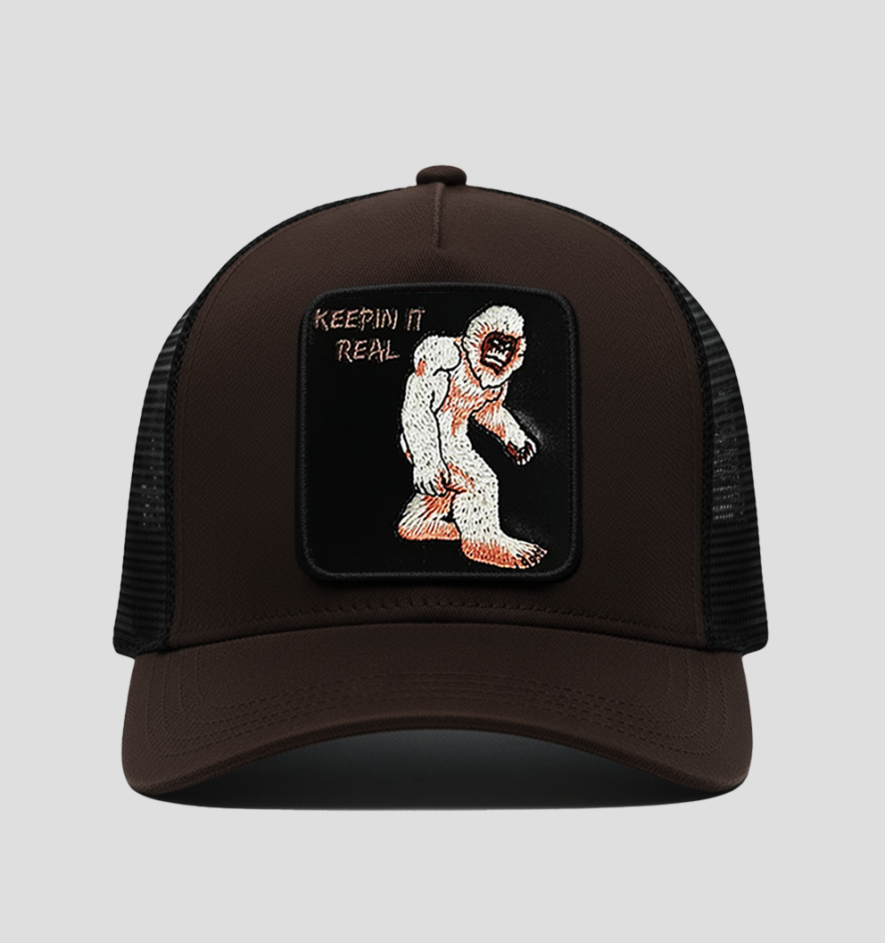 Bigfoot - "Keepin It Real" Trucker Hat (Brown)