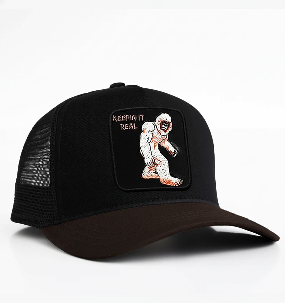 Bigfoot - "Keepin It Real" Trucker Hat (Black/Brown)