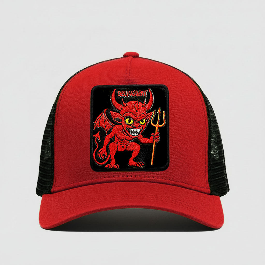 Little Devil "Delinquent" Trucker Hat (Red)