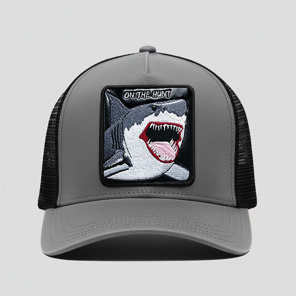 Megaladon "on the hunt" Trucker Hat (Grey)