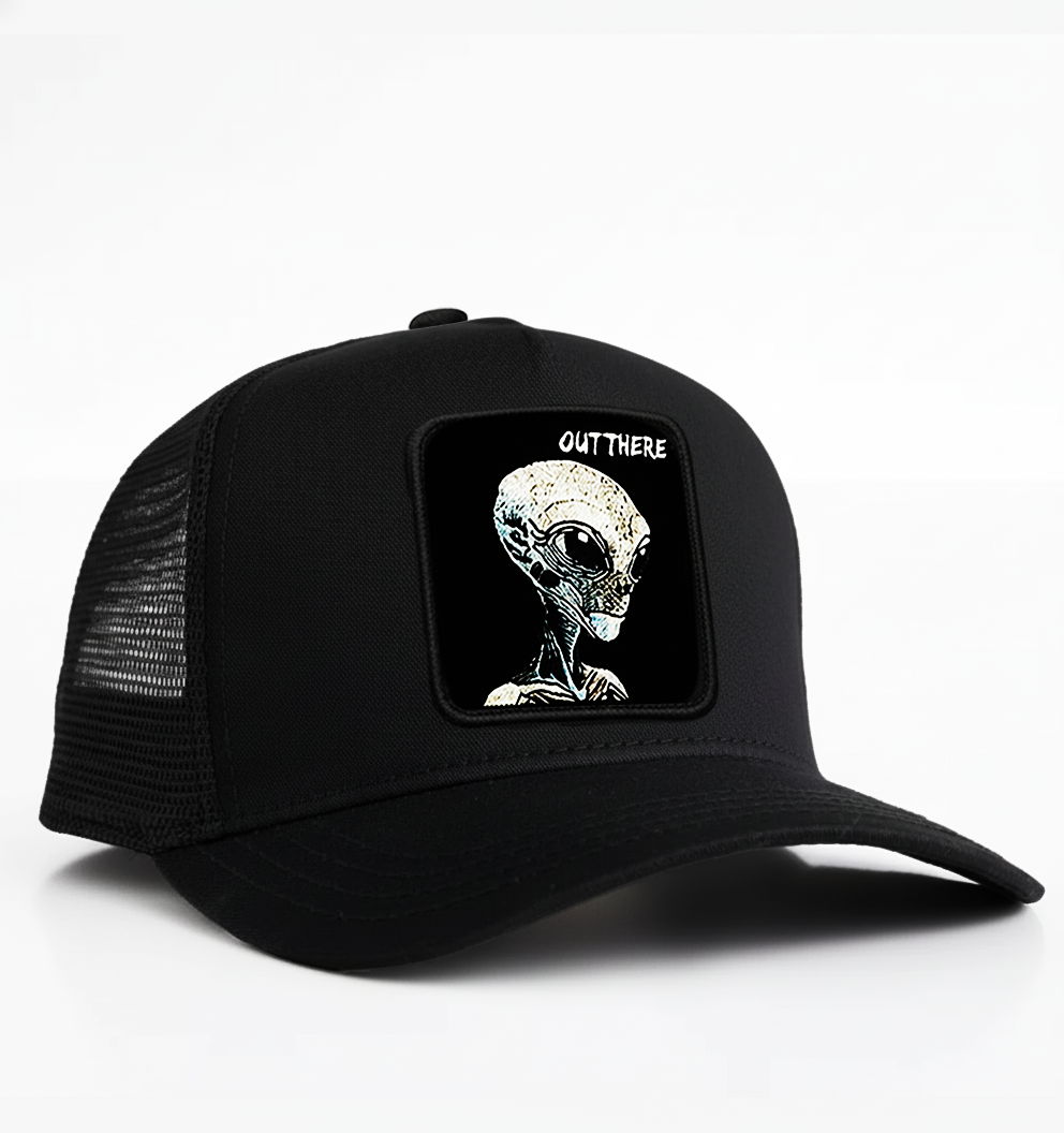 Alien Gray "Out There" Trucker Hat (Black)