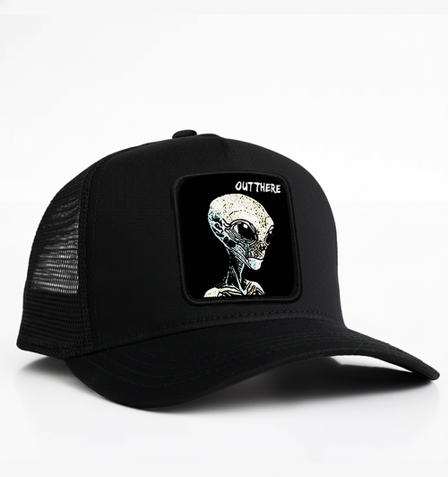 Alien Gray "Out There" Trucker Hat (Black)