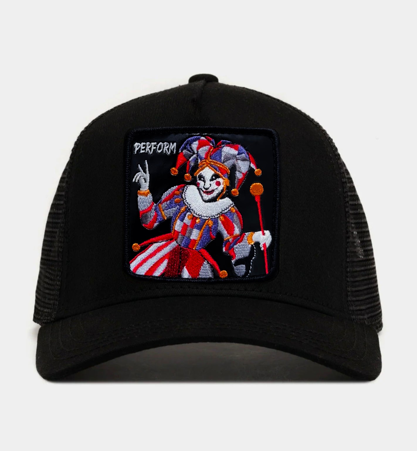 Jester Clown "Perform" Snapback Hat (White/Red)