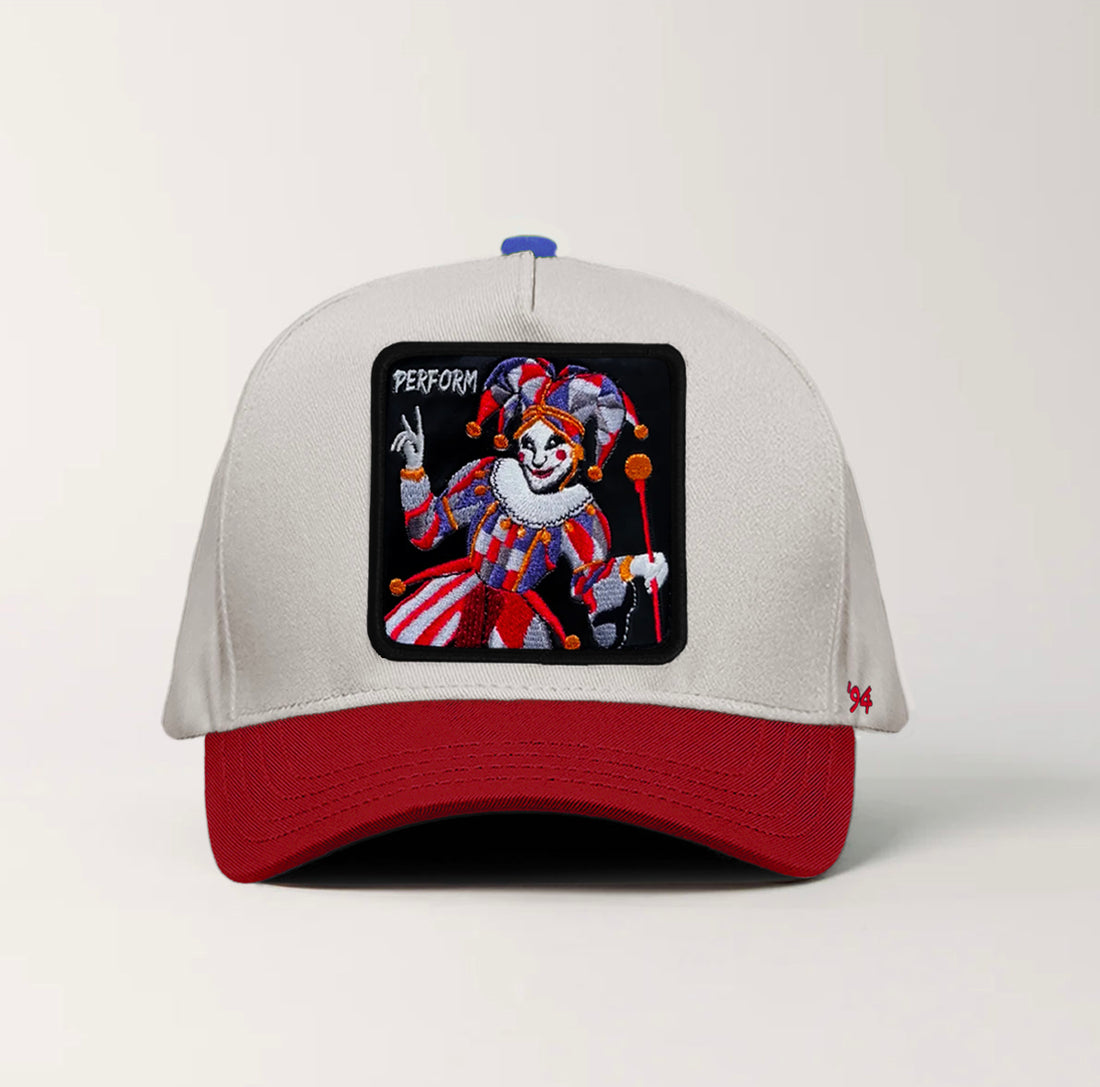 Jester Clown "Perform" Snapback White/Crimson Red/Indigo