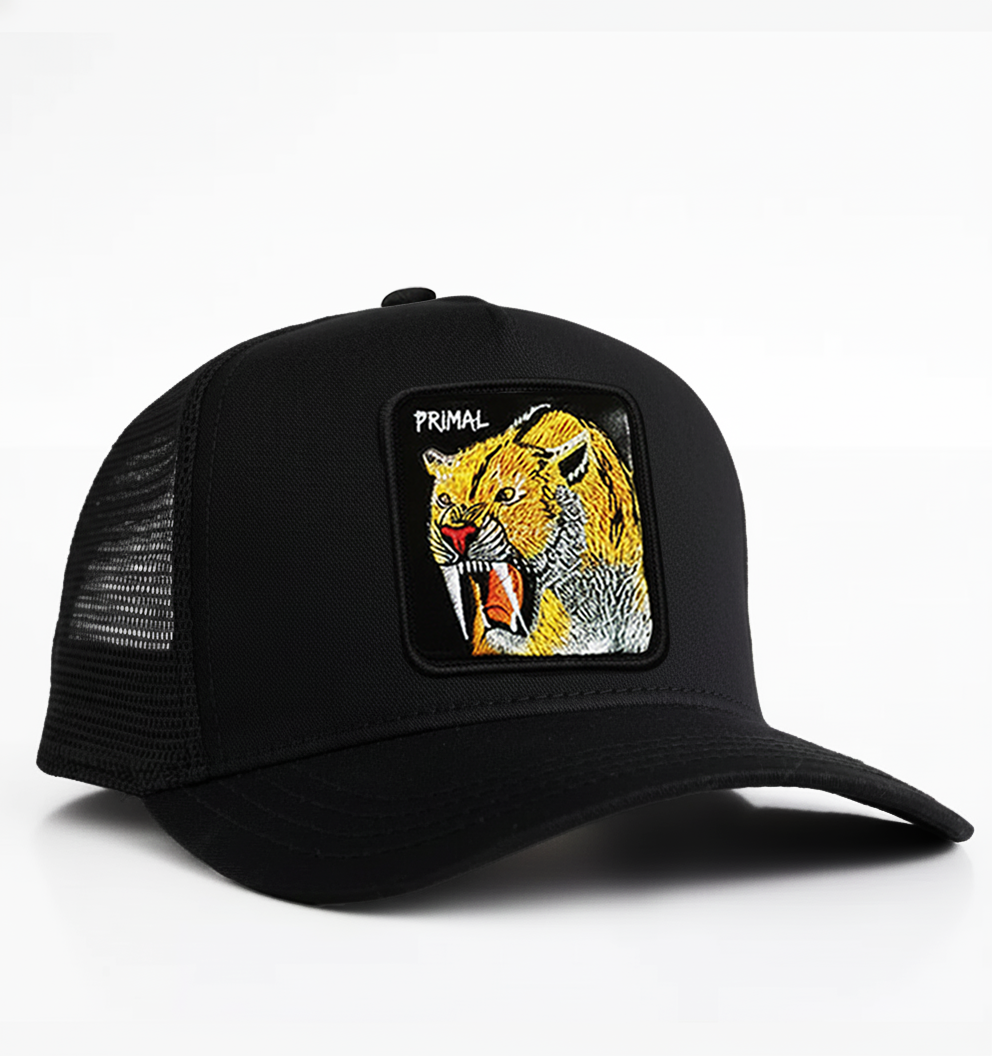 Saber-Tooth Tiger - "PRIMAL" Trucker Hat (Black)