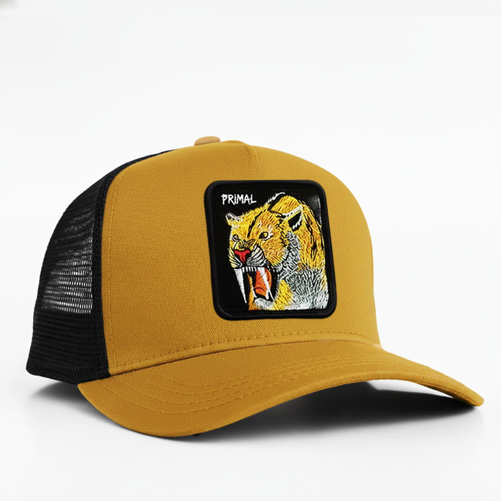 Saber-Tooth Tiger - "PRIMAL" Trucker Hat (Tan)