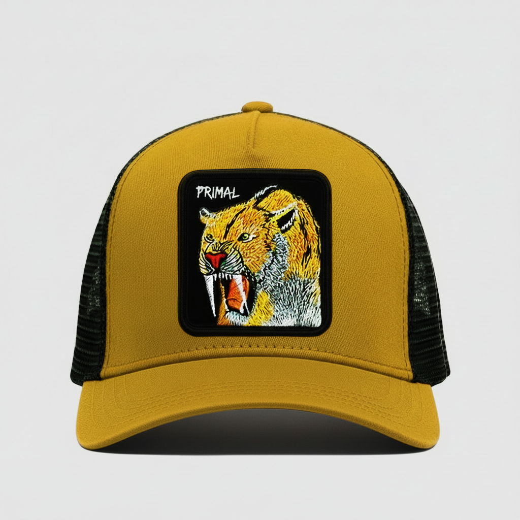 Saber-Tooth Tiger - "PRIMAL" Trucker Hat (Tan)
