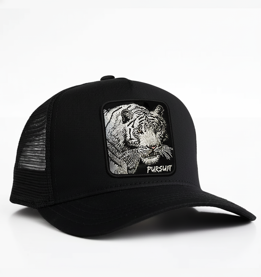 White Tiger - "Pursuit" Trucker Hat (Black)