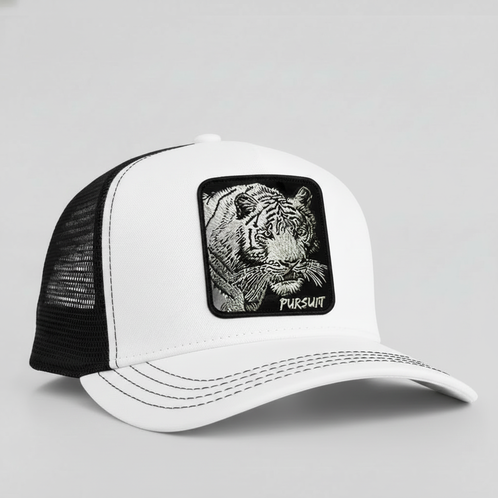 White Tiger - "Pursuit" Trucker Hat (White)