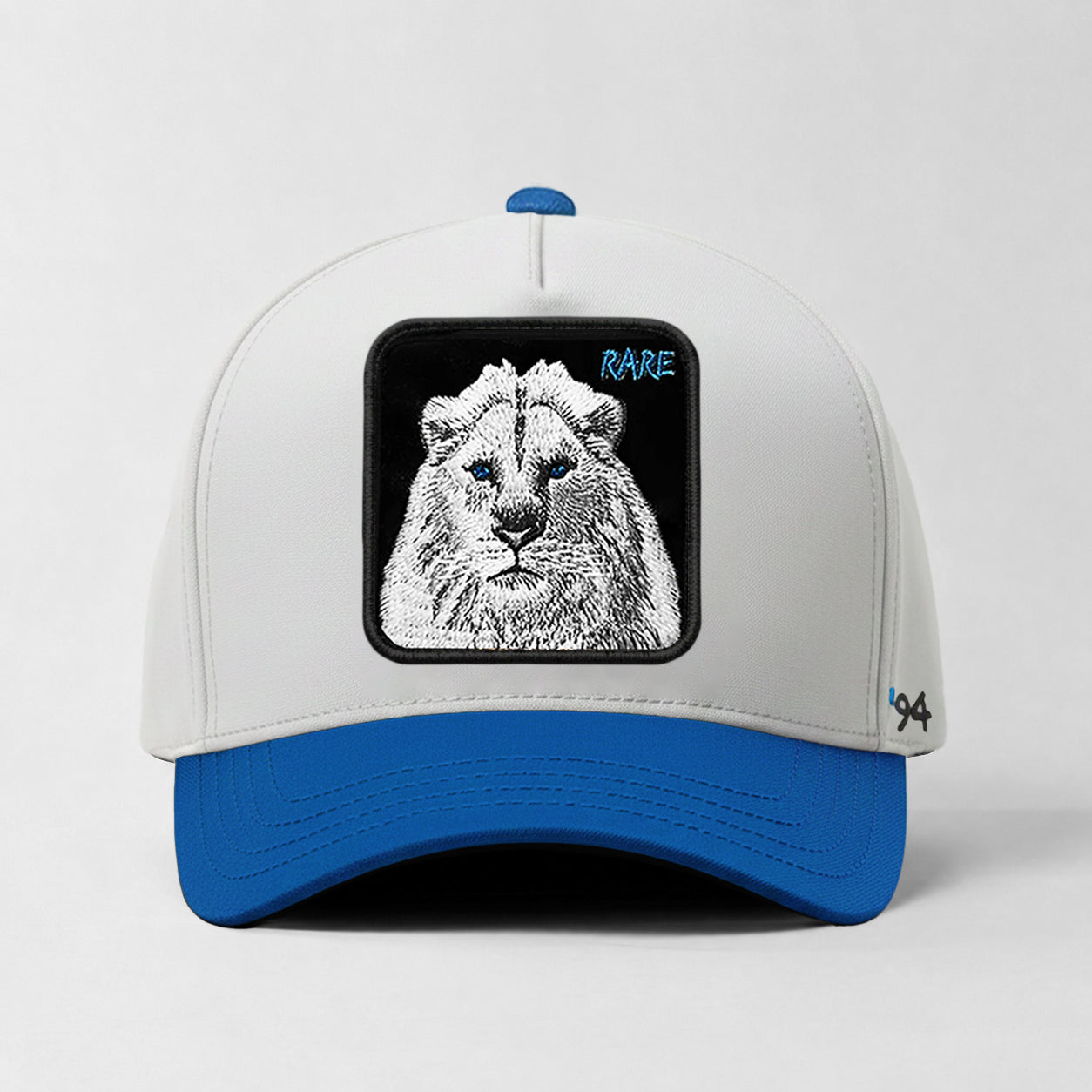 White Lion "Rare" Snapback Hat (White/Blue)