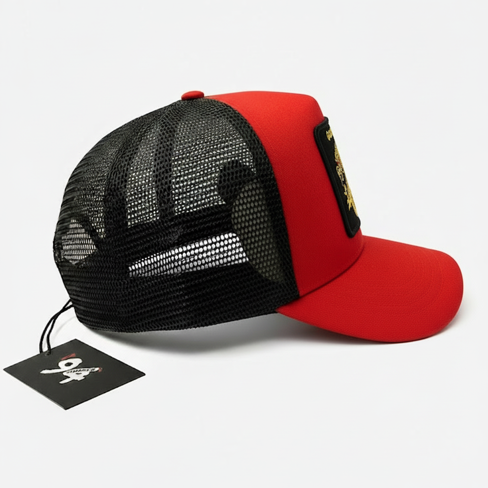 Oriental Dragon - "GOOD FORTUNE" Trucker Hat (Red)
