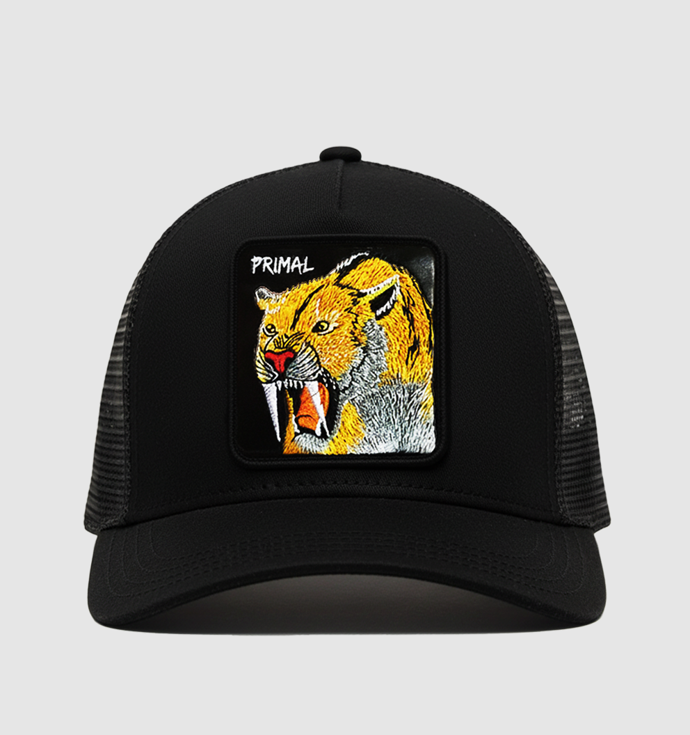 Saber-Tooth Tiger - "PRIMAL" Trucker Hat (Black)