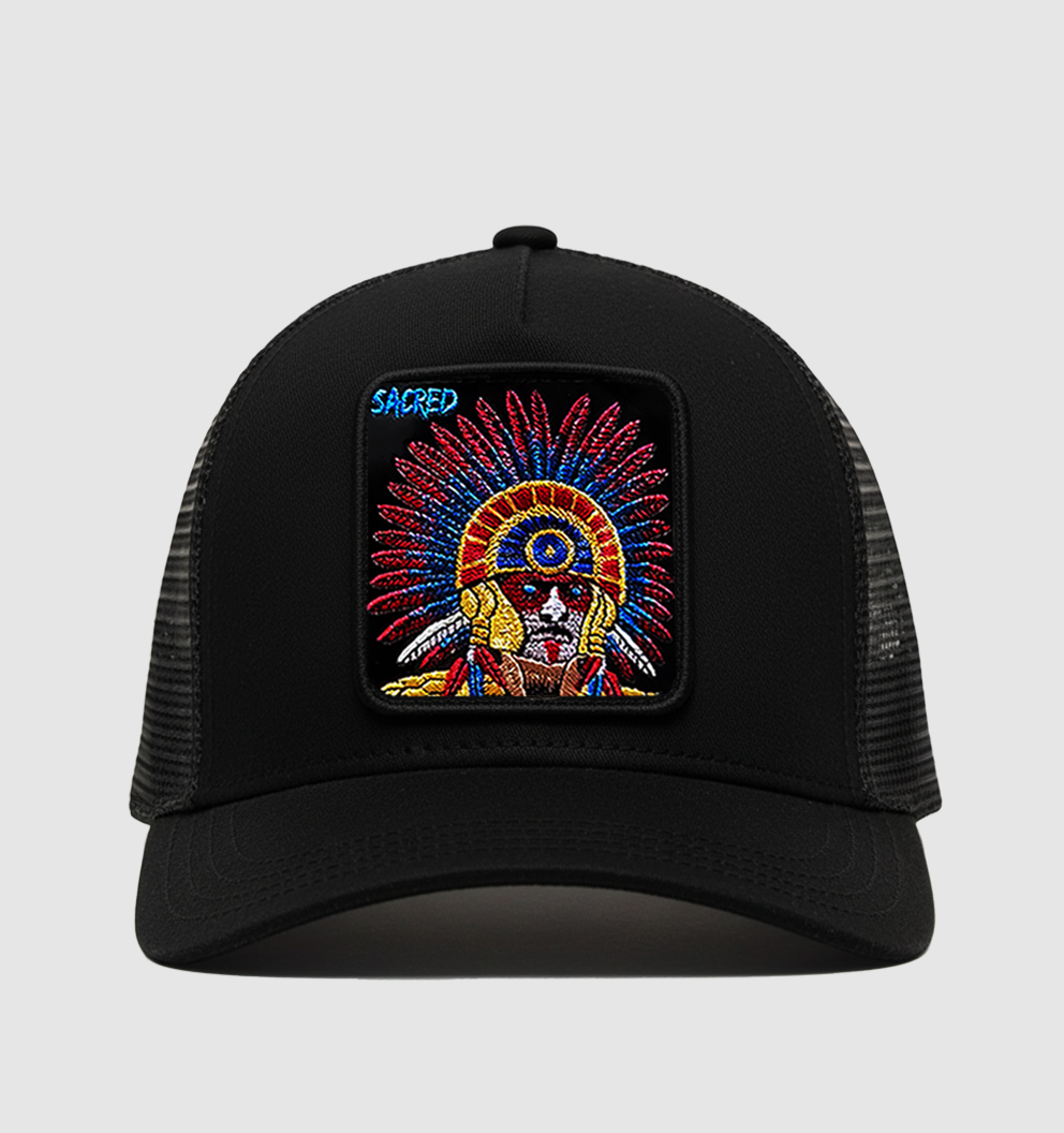 Aztec "Sacred" Trucker Hat (Black)