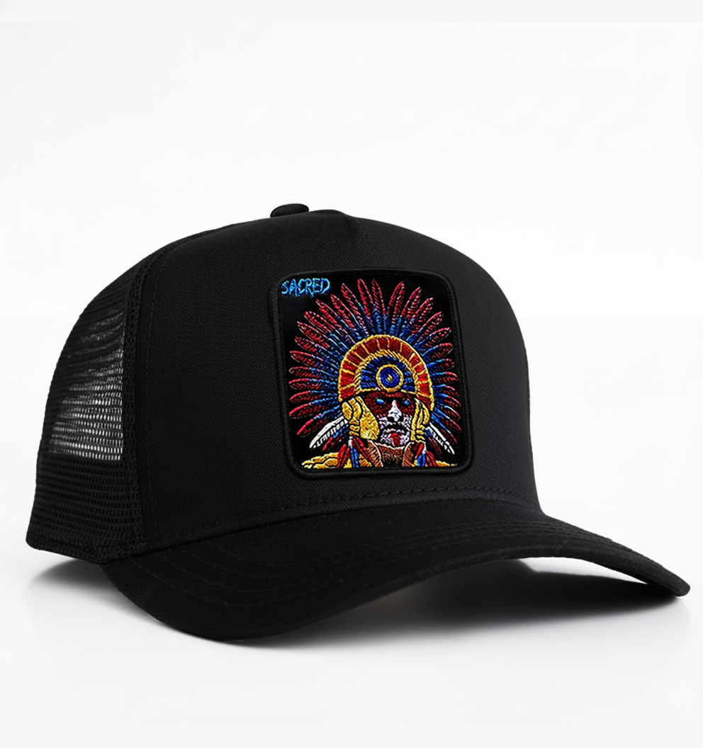 Aztec "Sacred" Trucker Hat (Black)