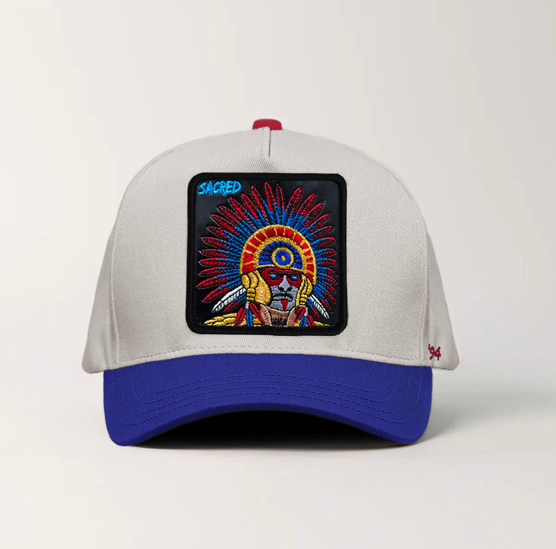 Aztec "Sacred" Snapback White/Ancient Blue/Red