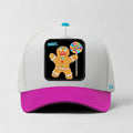 Gingerbread Man "SWEET" Snapback Hat (White/Pink)