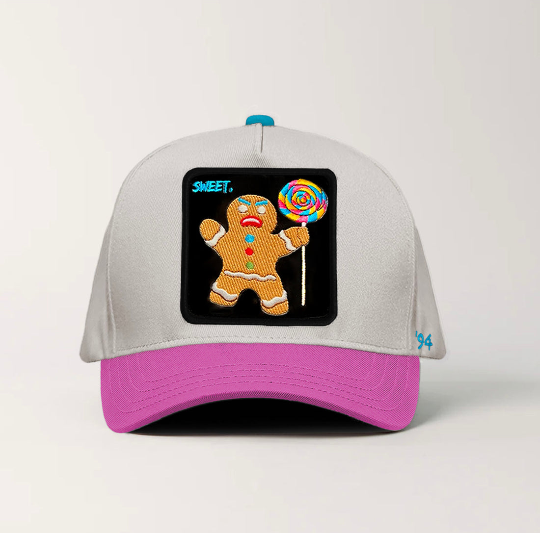 GingerBread Man "Sweet" Snapback White/Hot Pink/Vivid Sky Blue