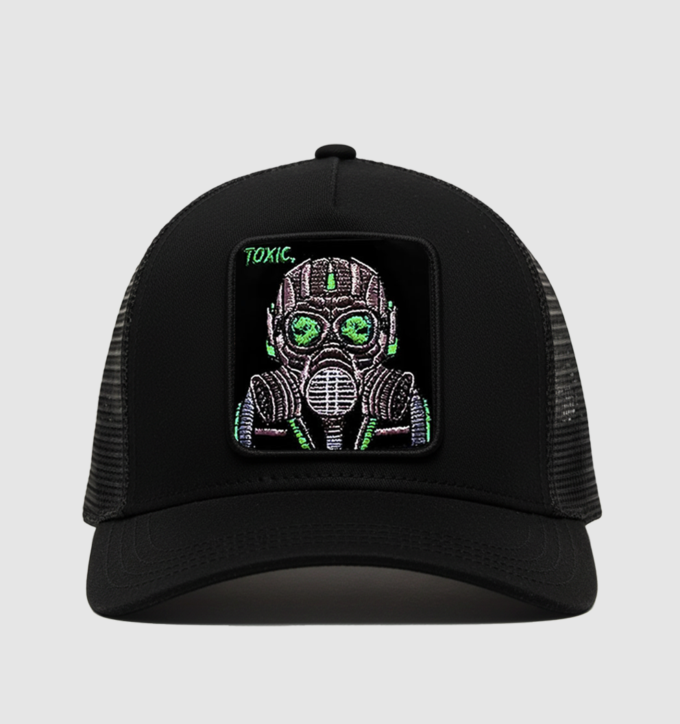 Gas Mask "Toxic" Trucker Hat (Black)