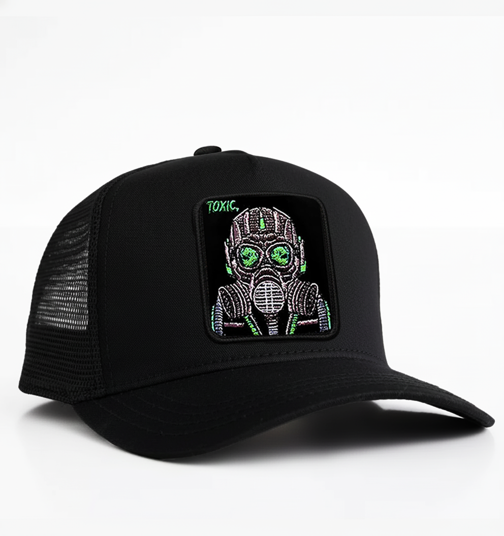 Gas Mask "Toxic" Trucker Hat (Black)