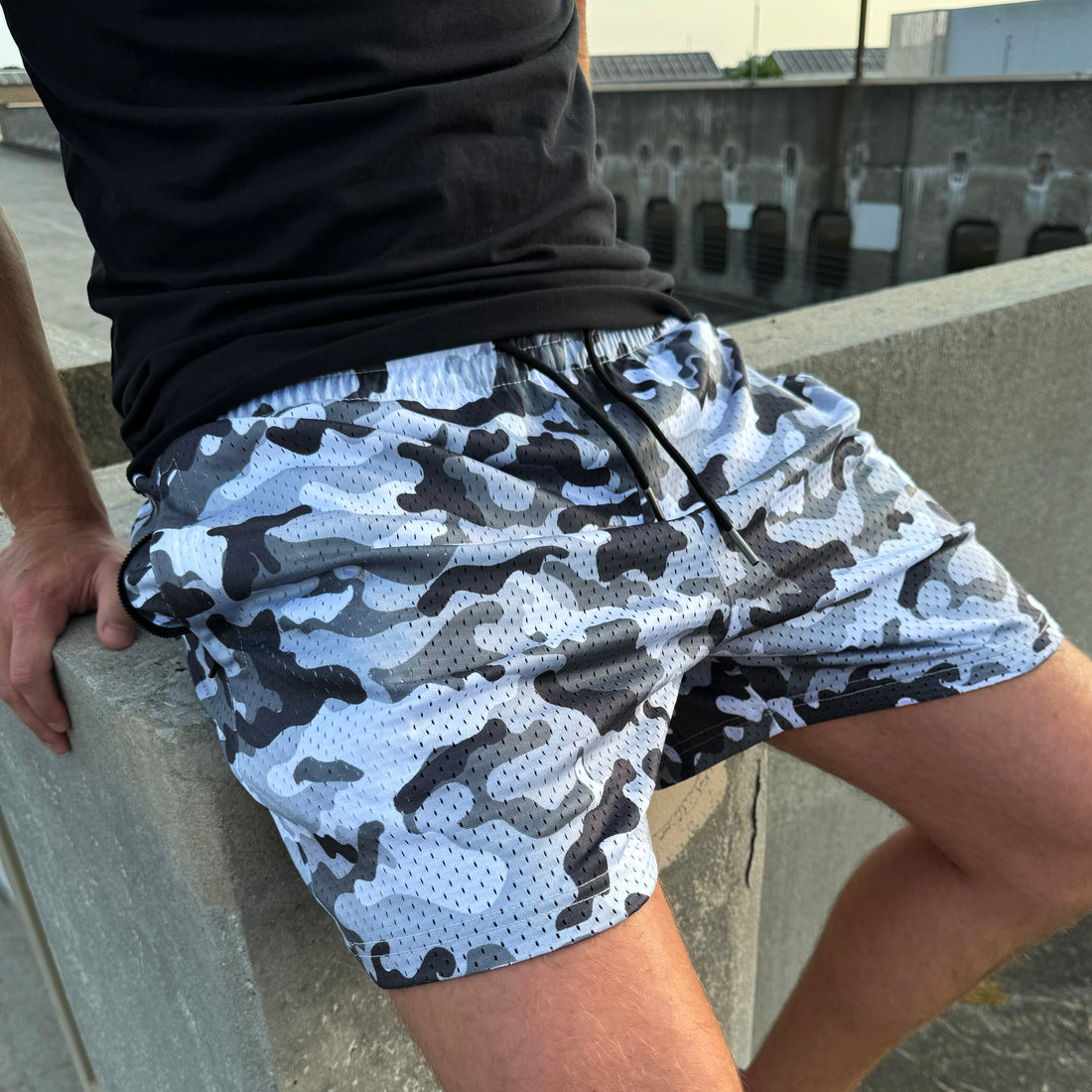 Grey Camo - Essential Mesh short